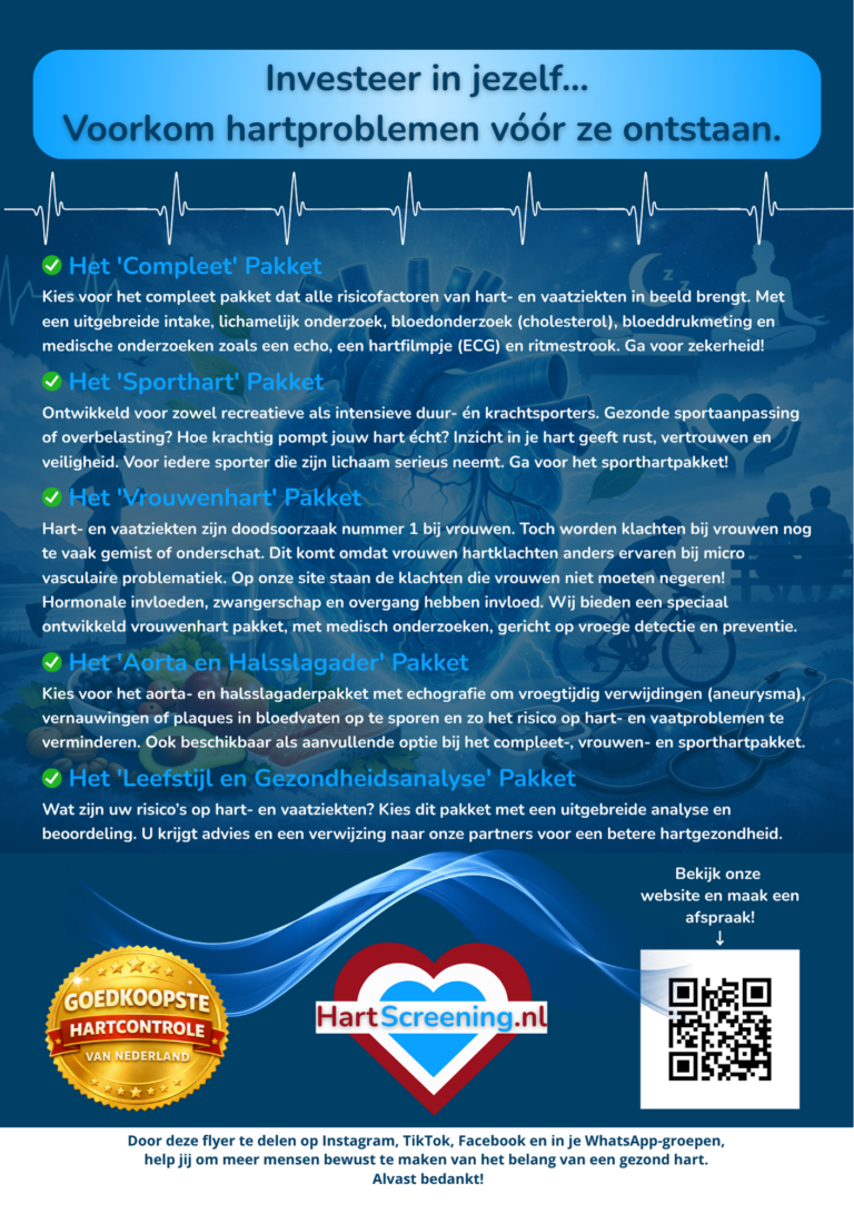 Hartscreening hartcontrole hartcheck hart en vaatziekten drachten Noord Nederland maak een afspraak