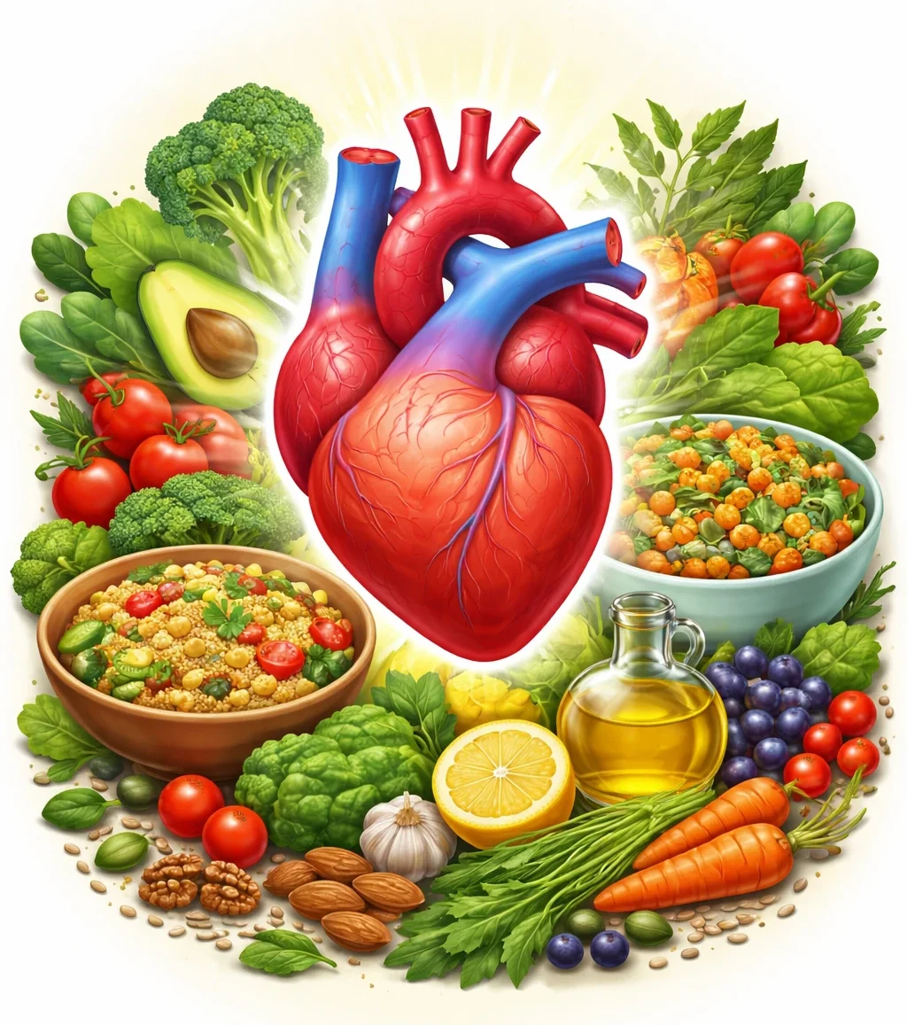 Hart en bloedvaten met gezonde voeding illustratie_resultaat