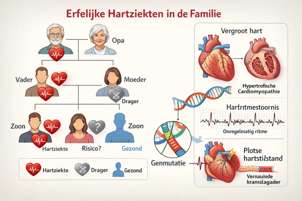 Illustratie van erfelijke hartziekten familie