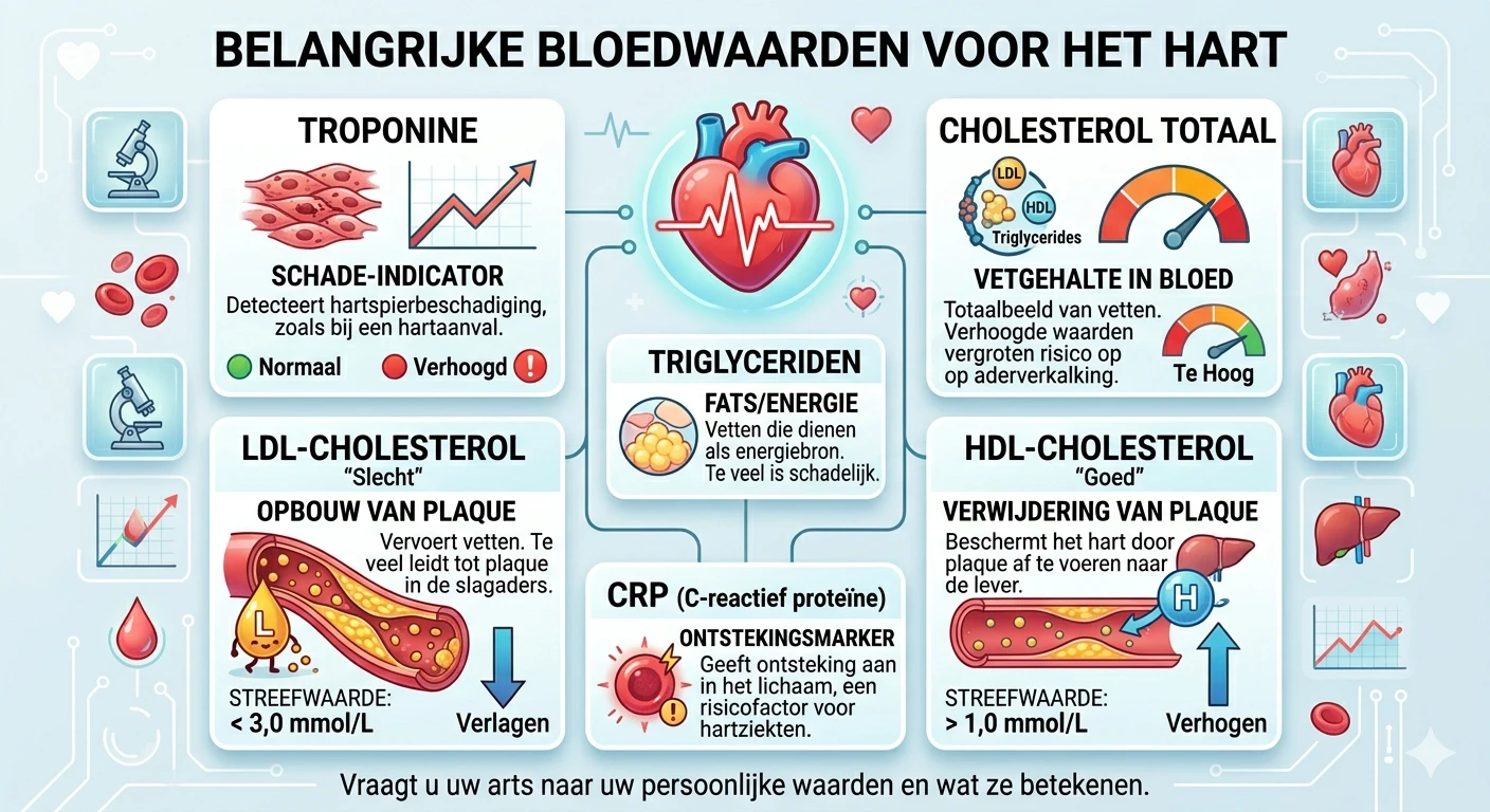 bloedonderzoek hartwaarden grafiek troponine cholesterol uitleg hartonderzoek